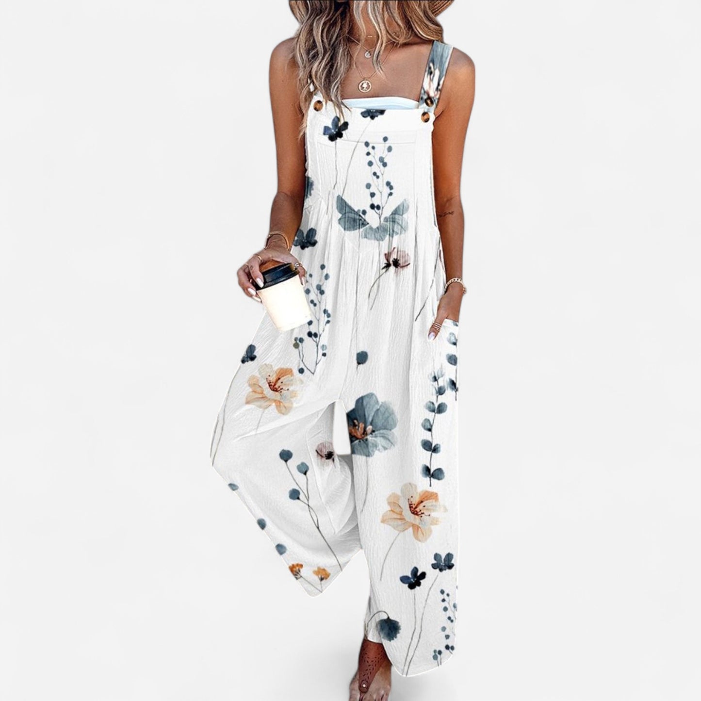 Indira - Combinaison sans manches à imprimé floral chic et léger