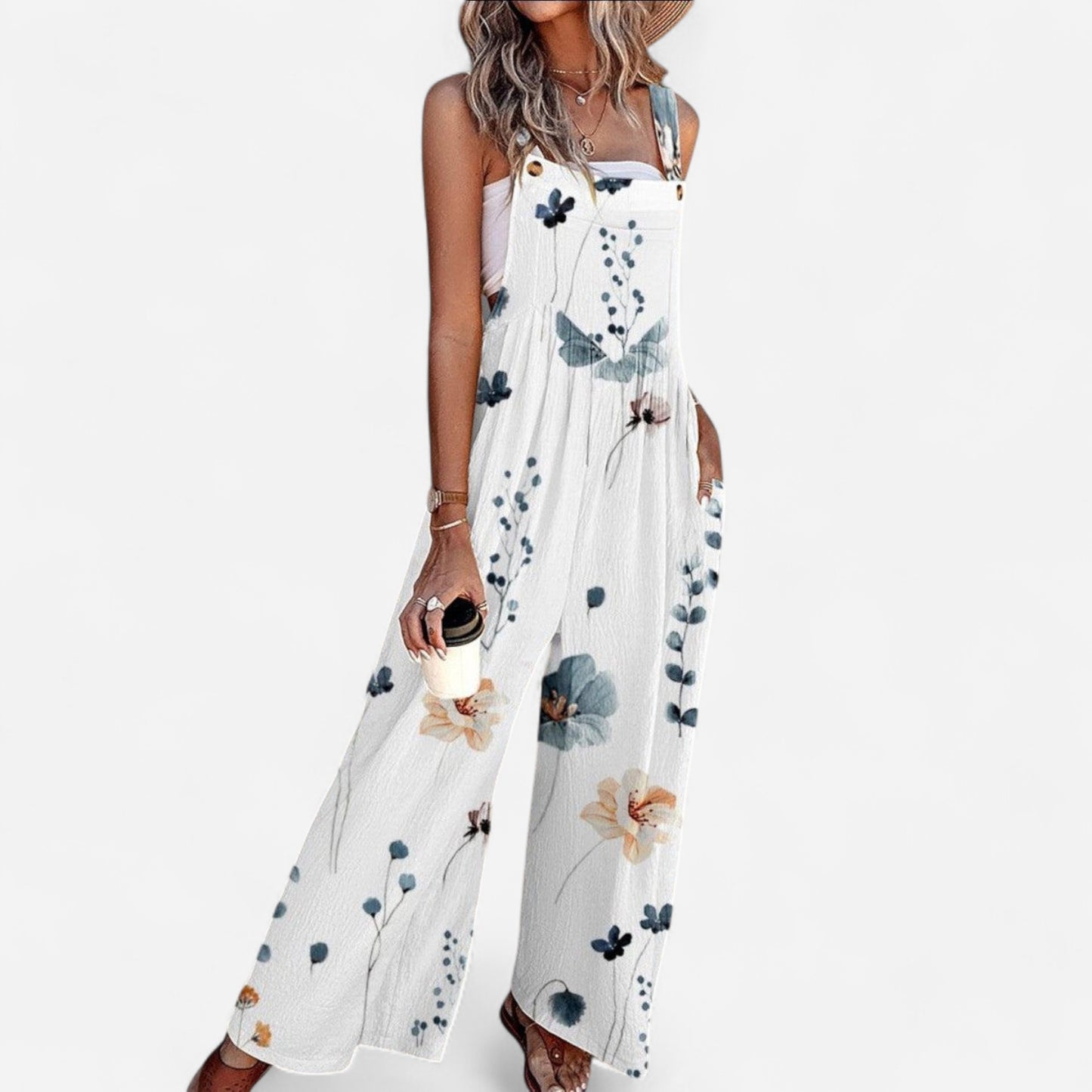Indira - Combinaison sans manches à imprimé floral chic et léger
