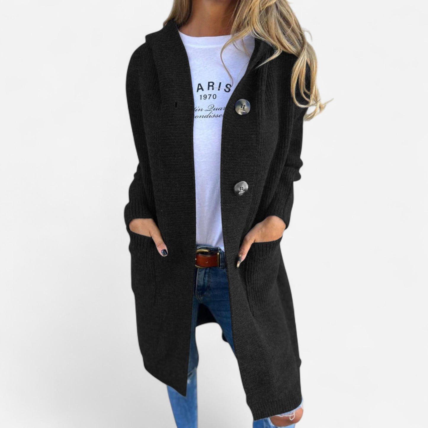 Ursule - Cardigan Long Élégant en Maille pour un Style Raffiné