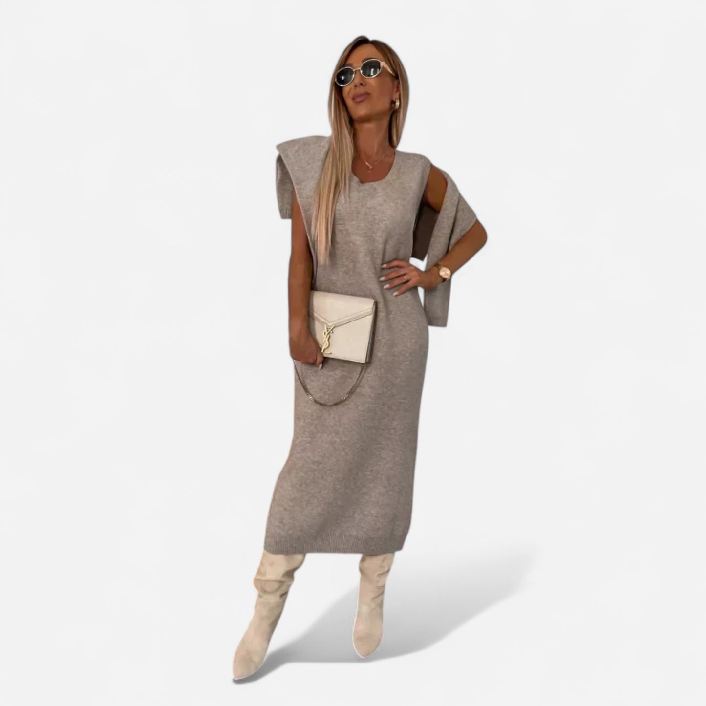 Solange - Robe élégante avec pull assorti pour un look chic