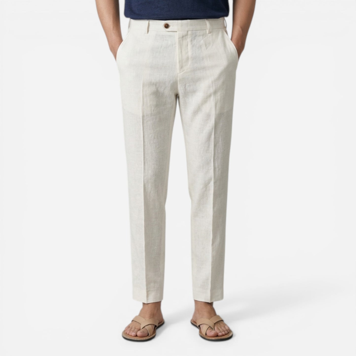 Pantalons Élégants pour Hommes à Jambes Droites avec Poches Latérales