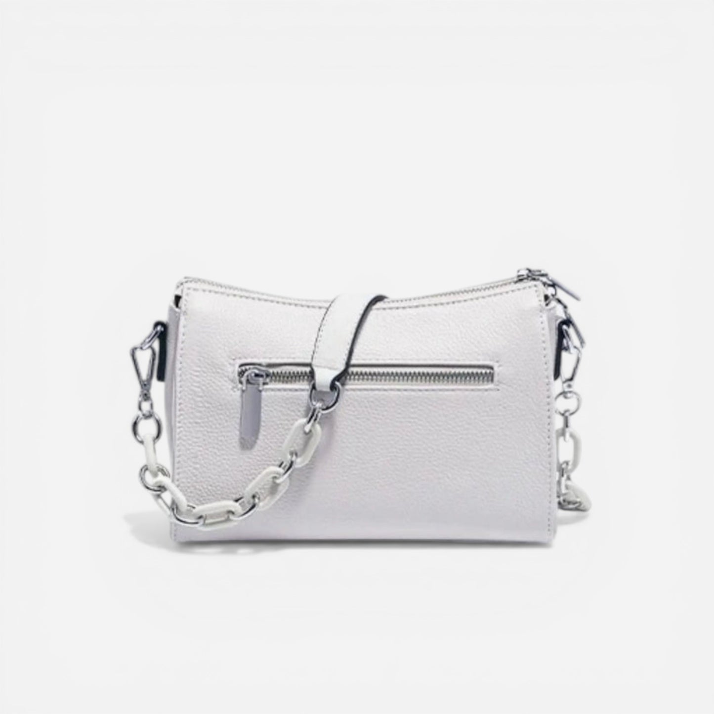 Sac à bandoulière en simili cuir pour femmes avec chaîne et fermeture éclair compacte
