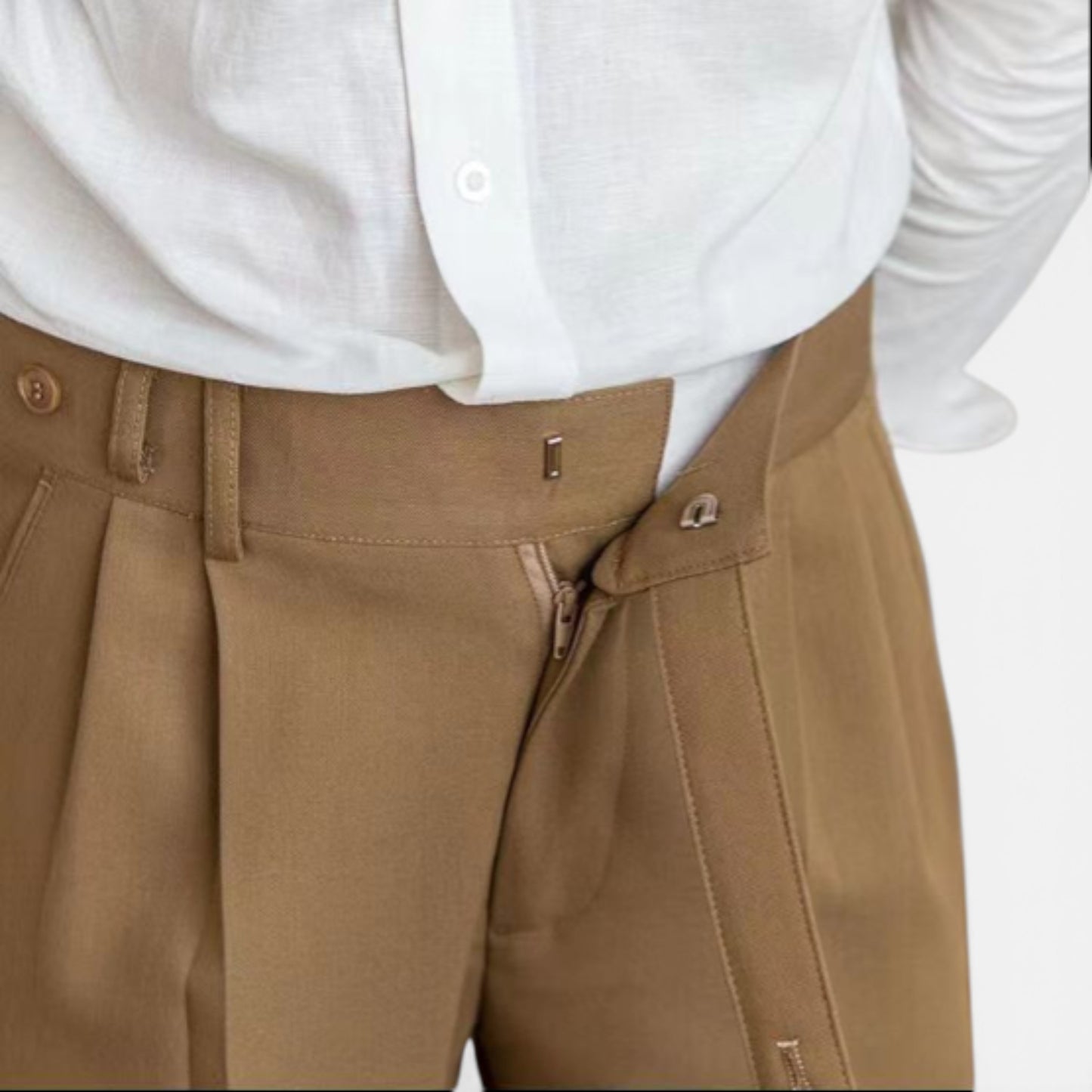 Pantalon Homme Élégant Sur Mesure à Pli, Jambe Droite