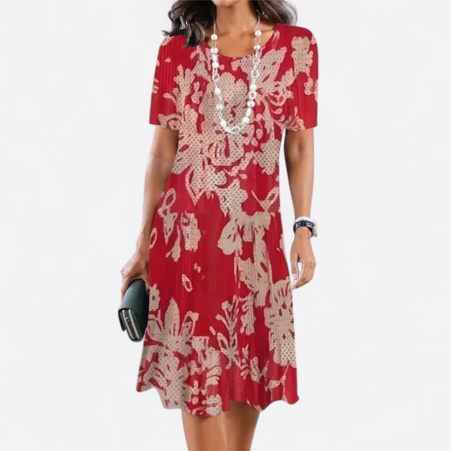 Dalia - Robe Plissée Femme Élégante avec Blocs de Couleurs