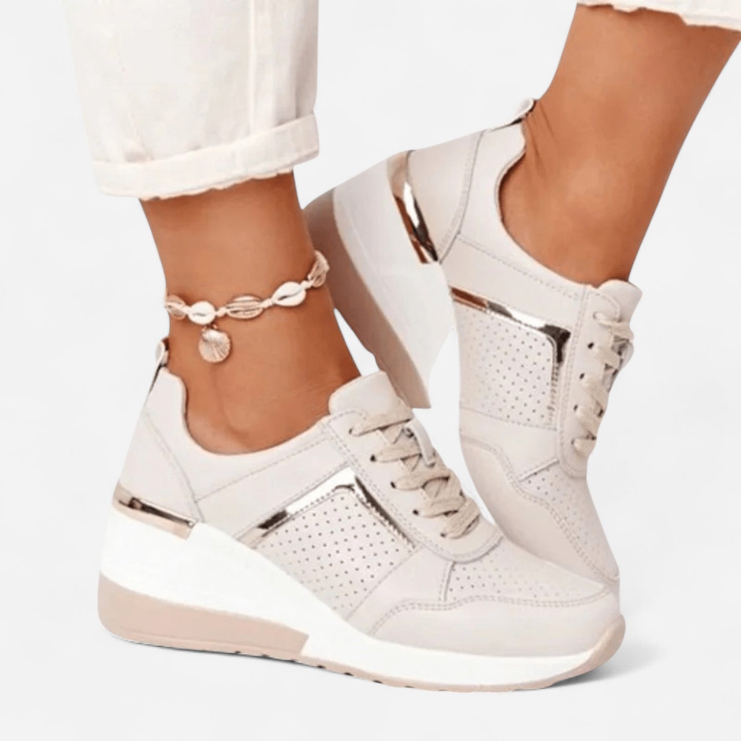 Baskets Élégantes à Talons pour Femmes - Respirantes en Mesh & Cuir PU