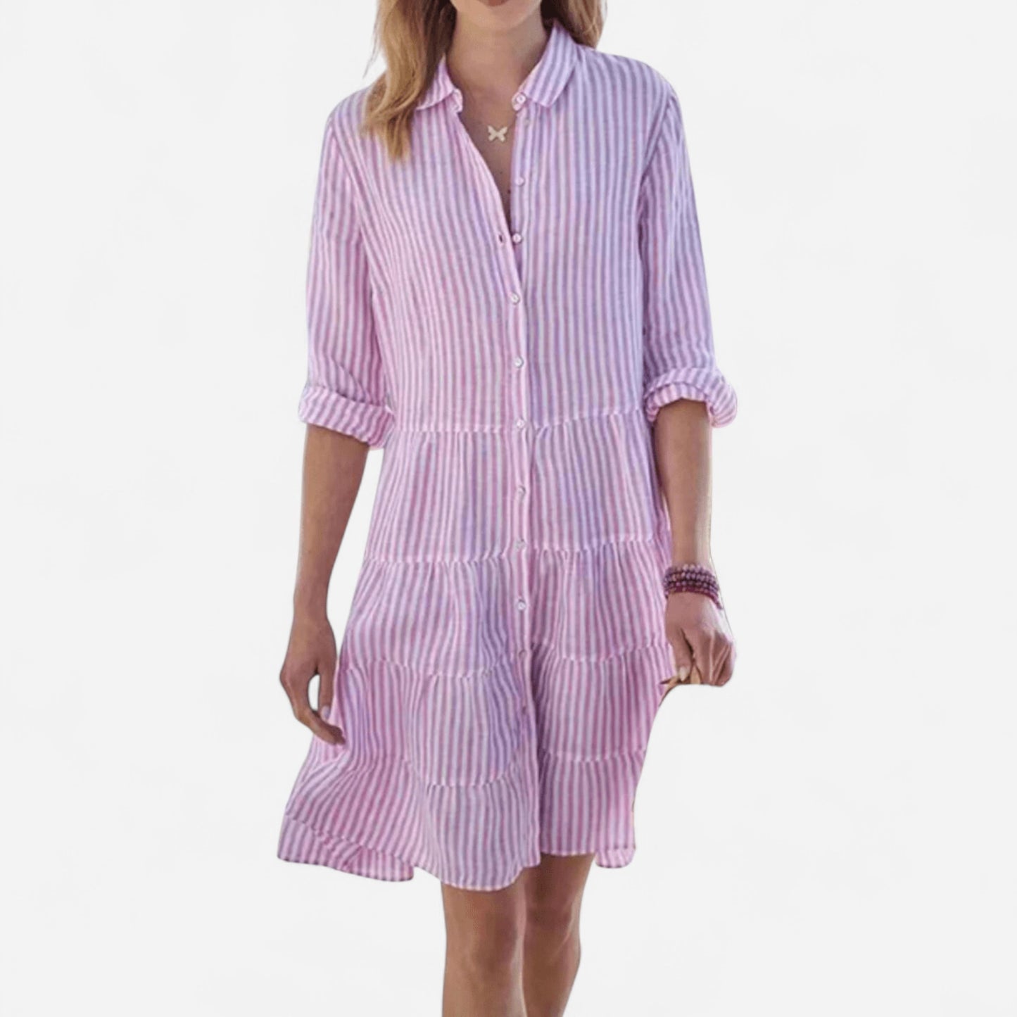 Robe Tiers Rayée - Légère & Respirante en Mélange Coton - Casual Été