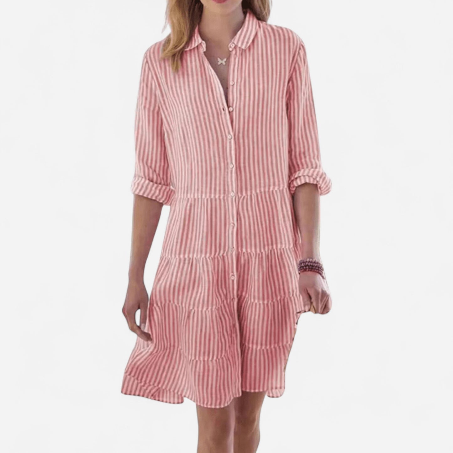 Robe Tiers Rayée - Légère & Respirante en Mélange Coton - Casual Été