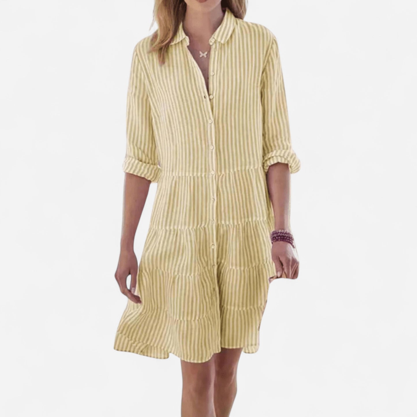Robe Tiers Rayée - Légère & Respirante en Mélange Coton - Casual Été