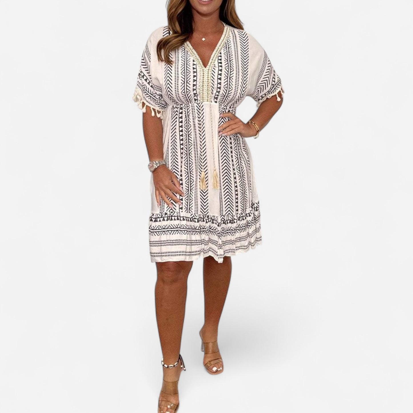 Gail - Robe Bohème Vintage Imprimée Ethnique Élégante et Unique