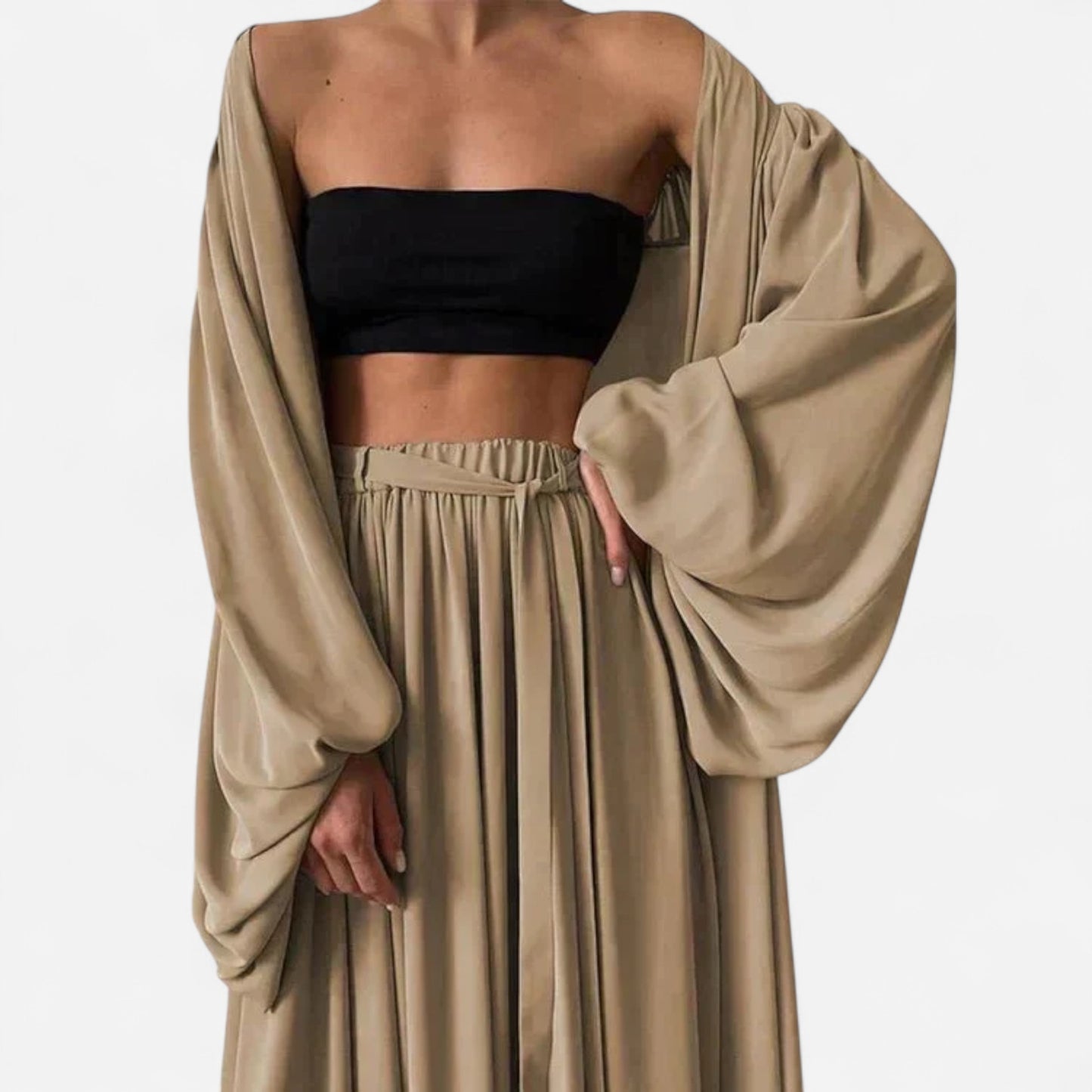 Ensemble Trois Pièces Fluide - Chiffon Léger, Élégance Sans Effort