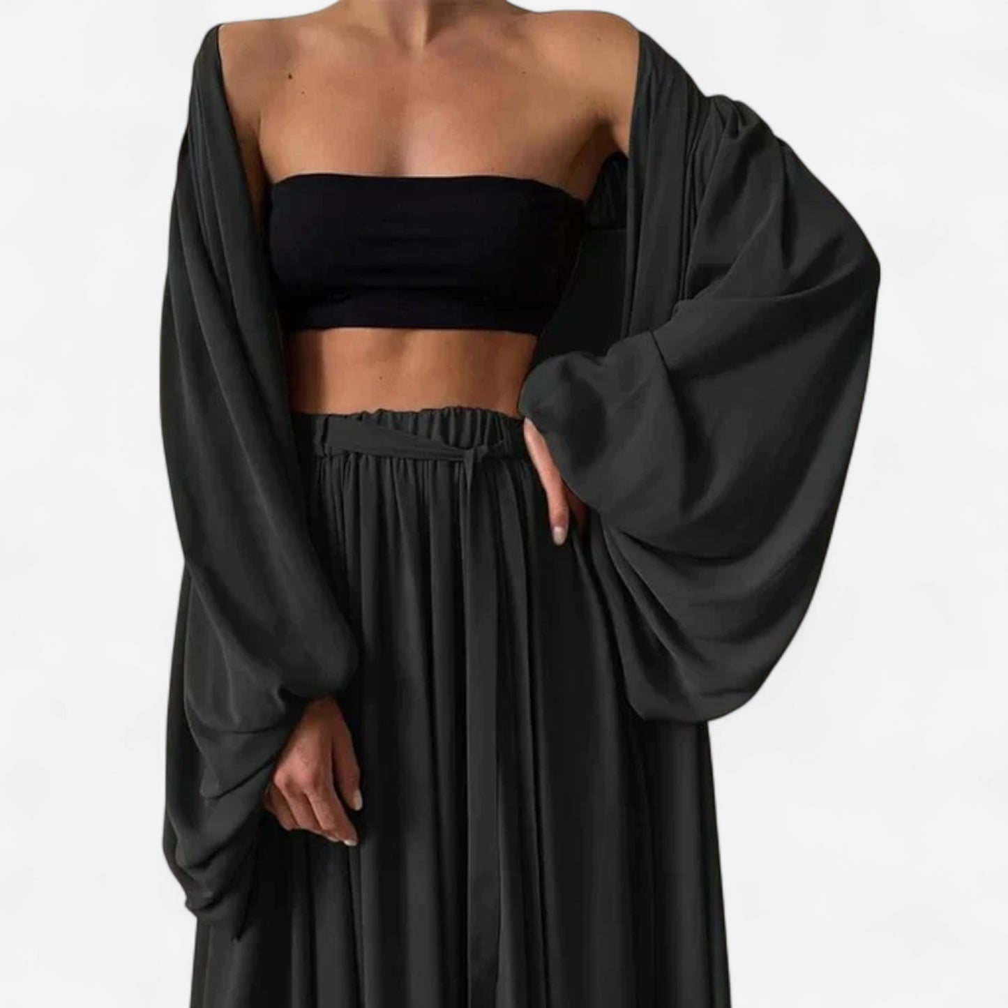Ensemble Trois Pièces Fluide - Chiffon Léger, Élégance Sans Effort