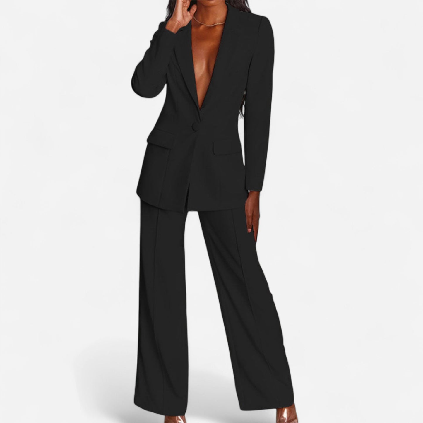Pantalon Tailleur Élargi - Couleurs Audacieuses, Blazer Structuré