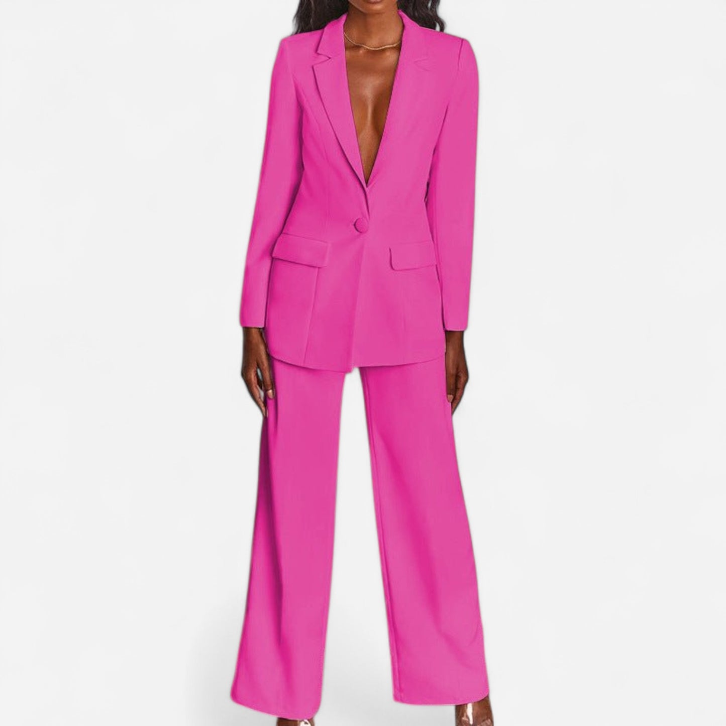 Pantalon Tailleur Élargi - Couleurs Audacieuses, Blazer Structuré