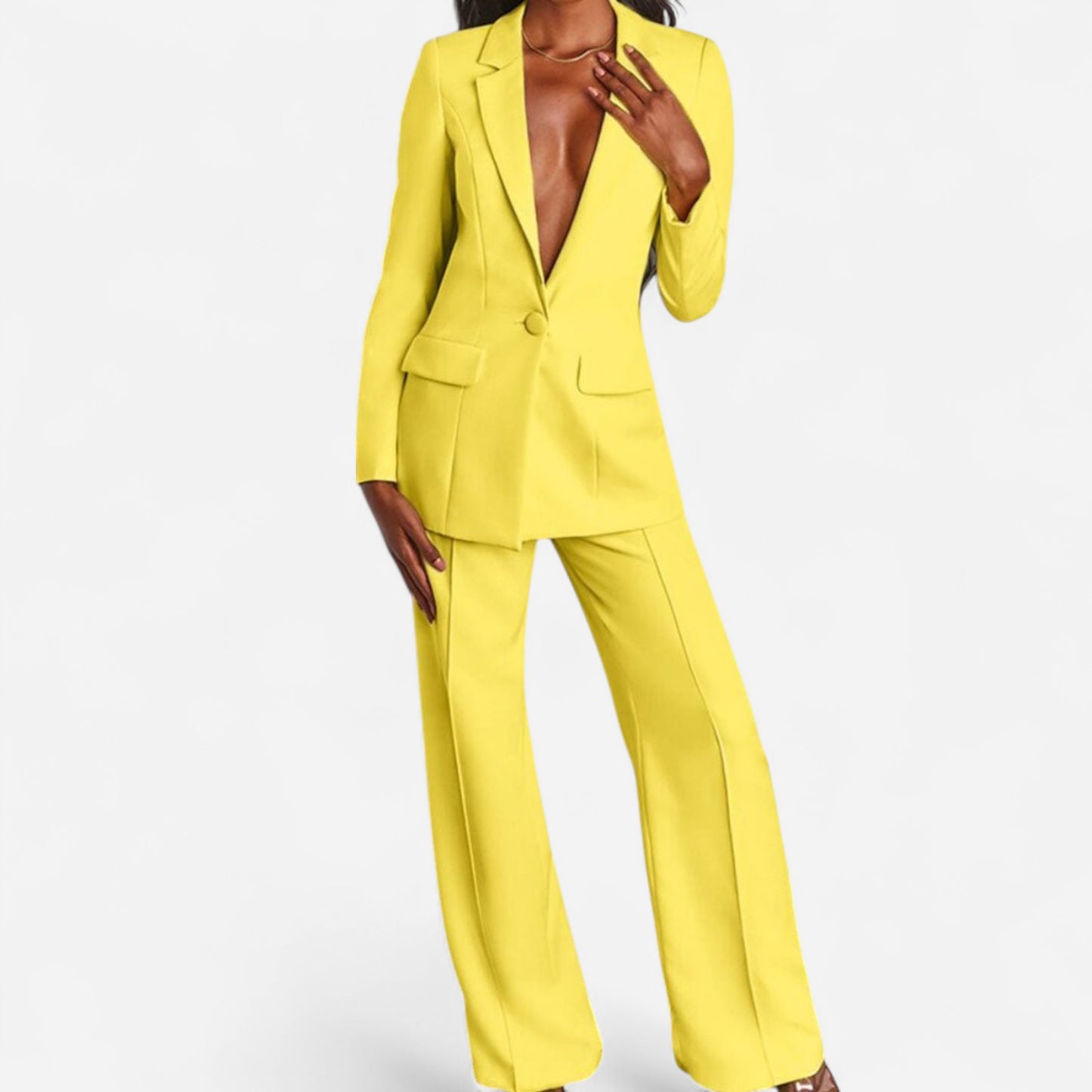Pantalon Tailleur Élargi - Couleurs Audacieuses, Blazer Structuré