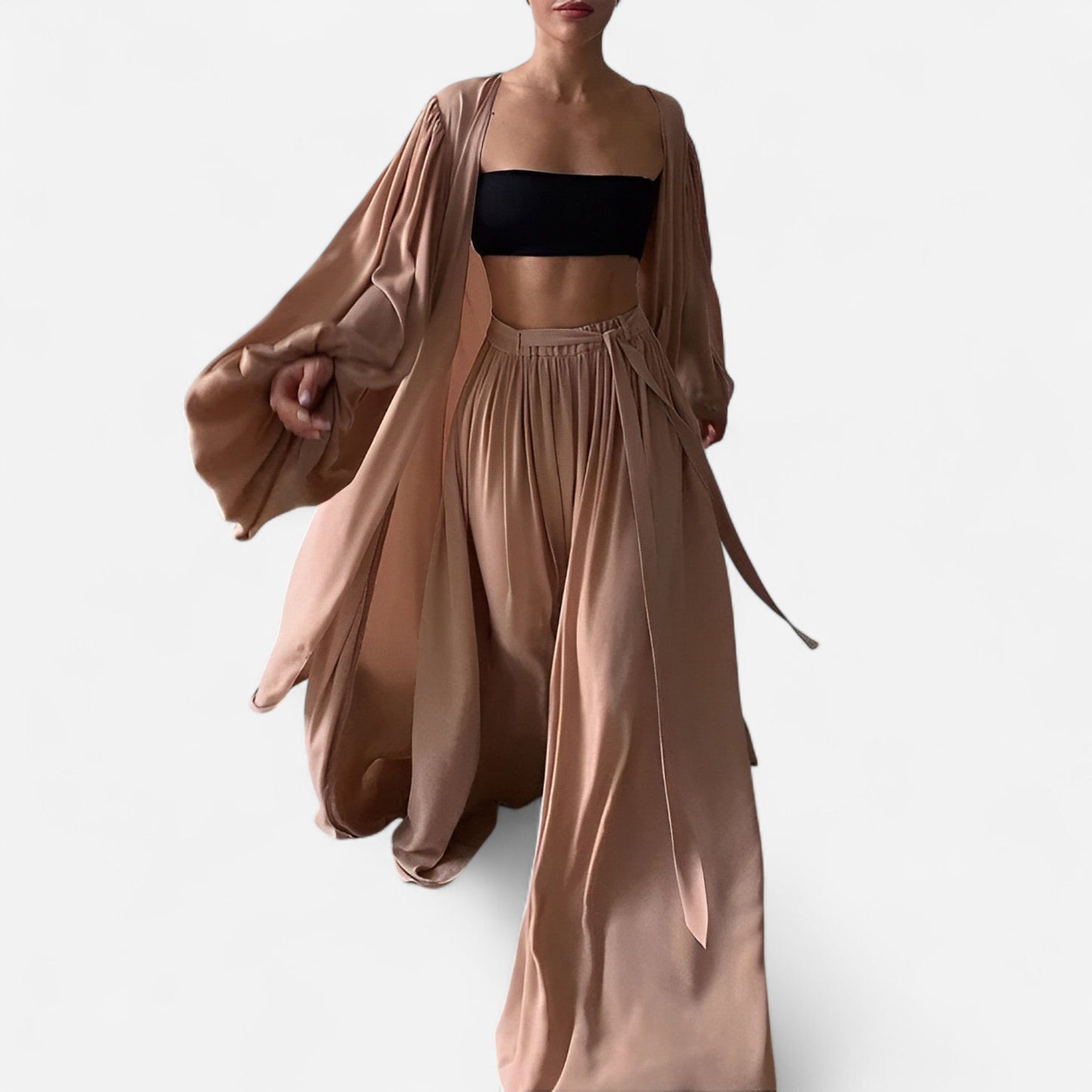 Ensemble Trois Pièces Fluide - Chiffon Léger, Élégance Sans Effort