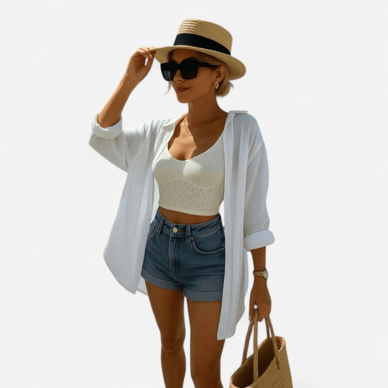 Québec Élégance Blouses & Shirts Malva - Chemisier Bohème Élégant avec Broderies au Dos pour Femmes