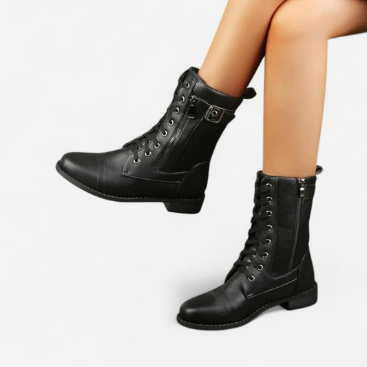 Québec Élégance Boots Florence - Bottes modernes à lacets au style biker chic