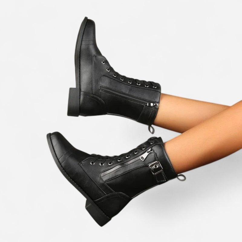 Québec Élégance Boots Florence - Bottes modernes à lacets au style biker chic