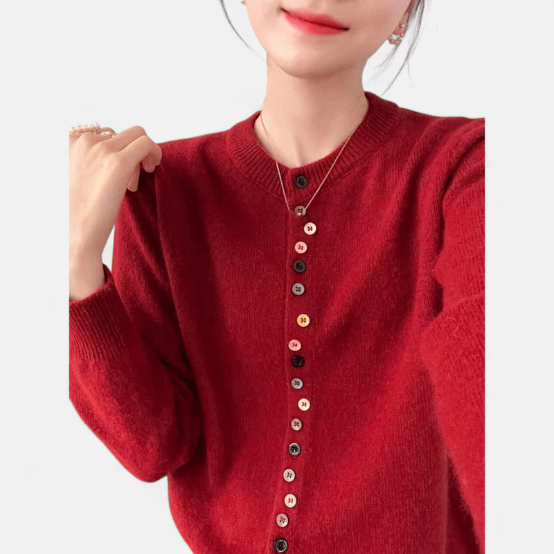 Québec Élégance Cardigan Collection Beatrice - Cardigan classique à col ras du cou élégant