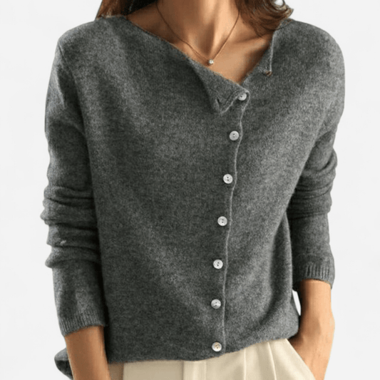 Québec Élégance Cardigan Collection Camille - Élégant gilet en laine avec fermoir latéral