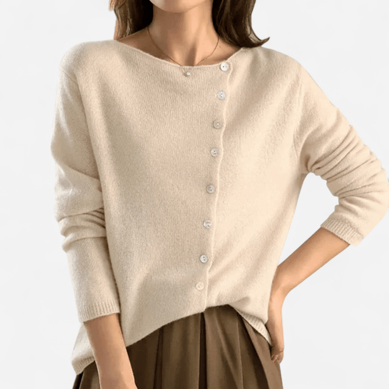 Québec Élégance Cardigan Collection Camille - Élégant gilet en laine avec fermoir latéral