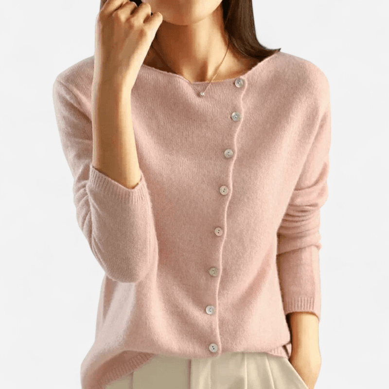 Québec Élégance Cardigan Collection Camille - Élégant gilet en laine avec fermoir latéral