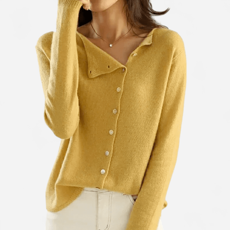 Québec Élégance Cardigan Collection Camille - Élégant gilet en laine avec fermoir latéral