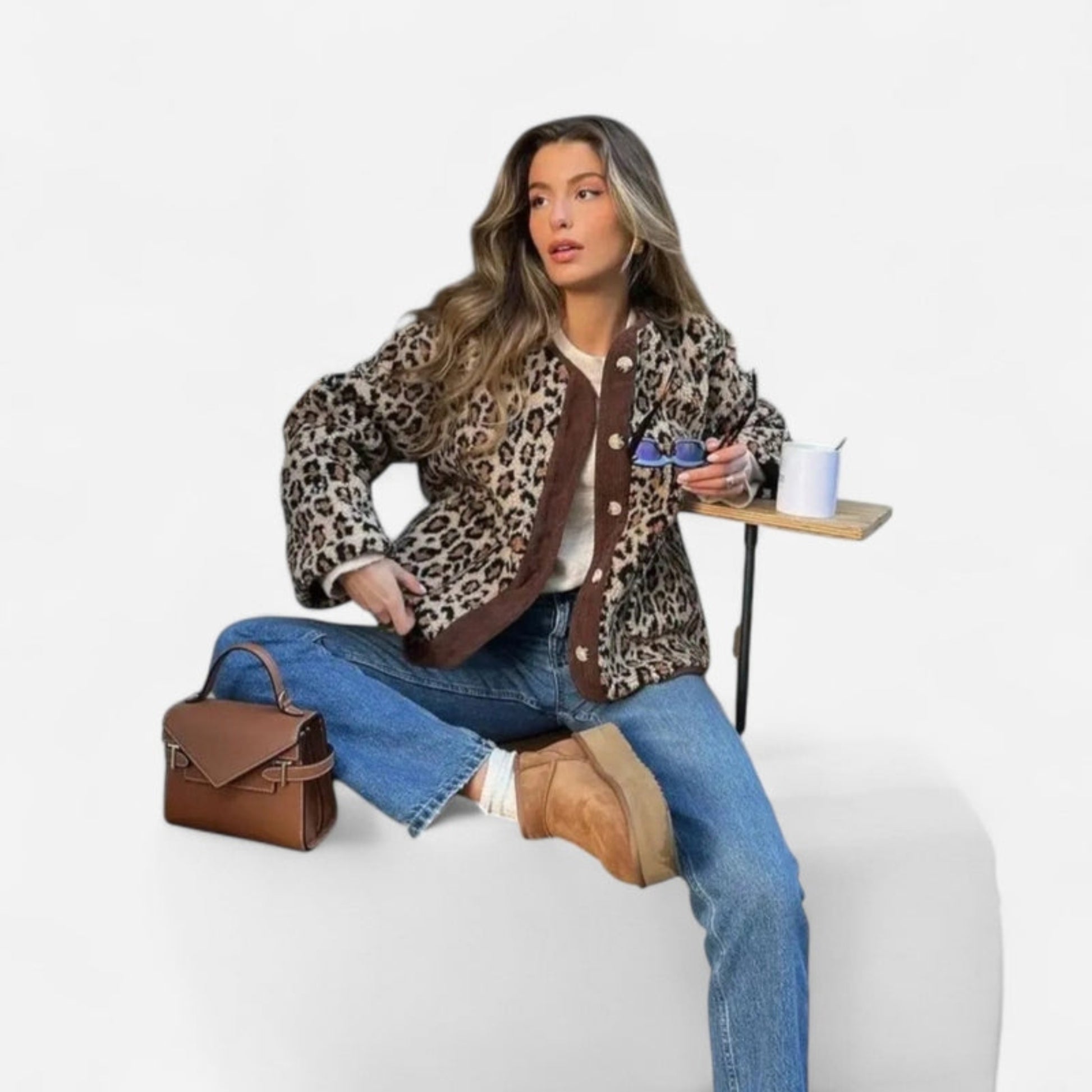 Québec Élégance Cardigan Meriam - Cardigan léopard stylé en polaire douce et confortable