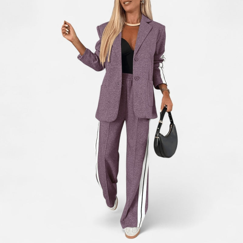 Québec Élégance Clothing set Gemma - Ensemble blazer confortable avec double rayure élégante