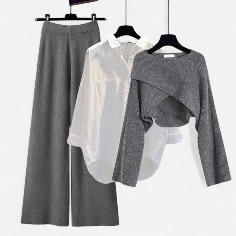 Québec Élégance Clothing set Mina - Ensemble trois pièces confortable en coton brossé