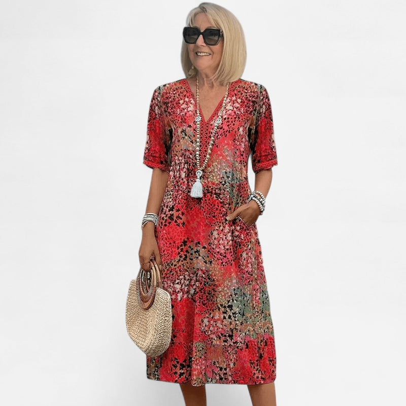 Québec Élégance Dress Colette | Robe Midi Éclatante - Élégance et Confort Inégalés