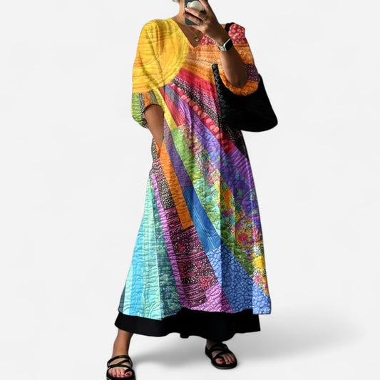 Québec Élégance Dress Dianne - Robe Boho Colorée Élégante pour un Style Unique