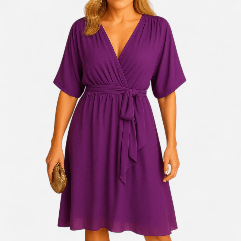 Québec Élégance Dress Elisabeth - Robe d'été chic à col en V pour femmes élégantes