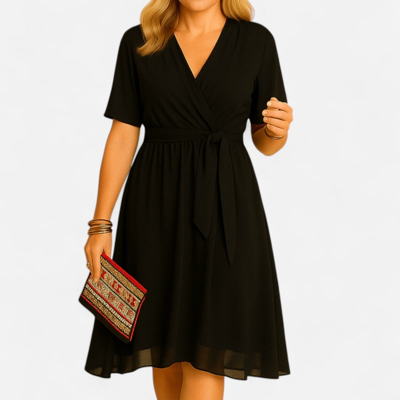 Québec Élégance Dress Elisabeth - Robe d'été chic à col en V pour femmes élégantes