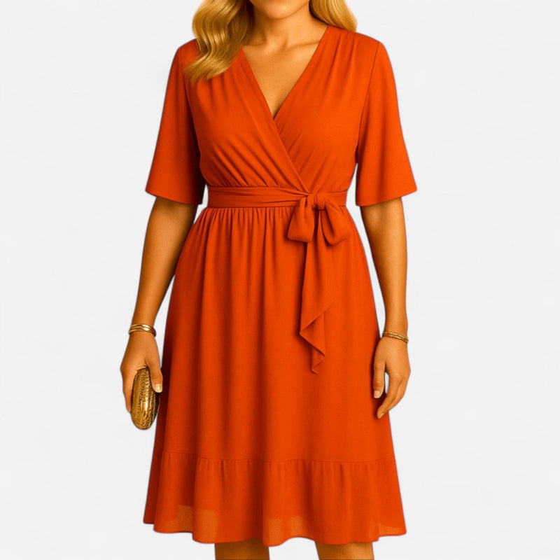 Québec Élégance Dress Elisabeth - Robe d'été chic à col en V pour femmes élégantes