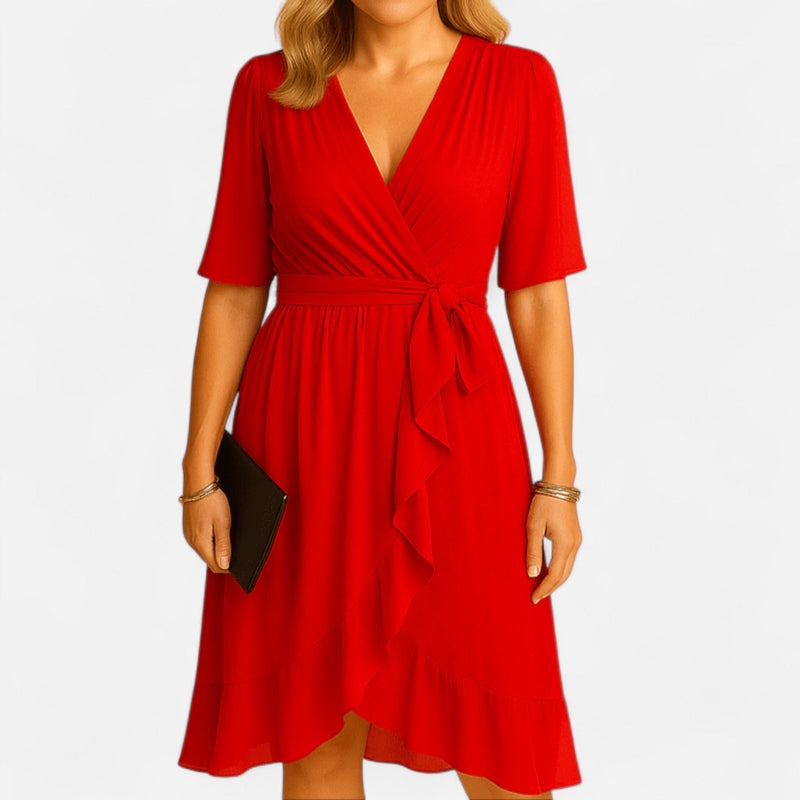 Québec Élégance Dress Elisabeth - Robe d'été chic à col en V pour femmes élégantes