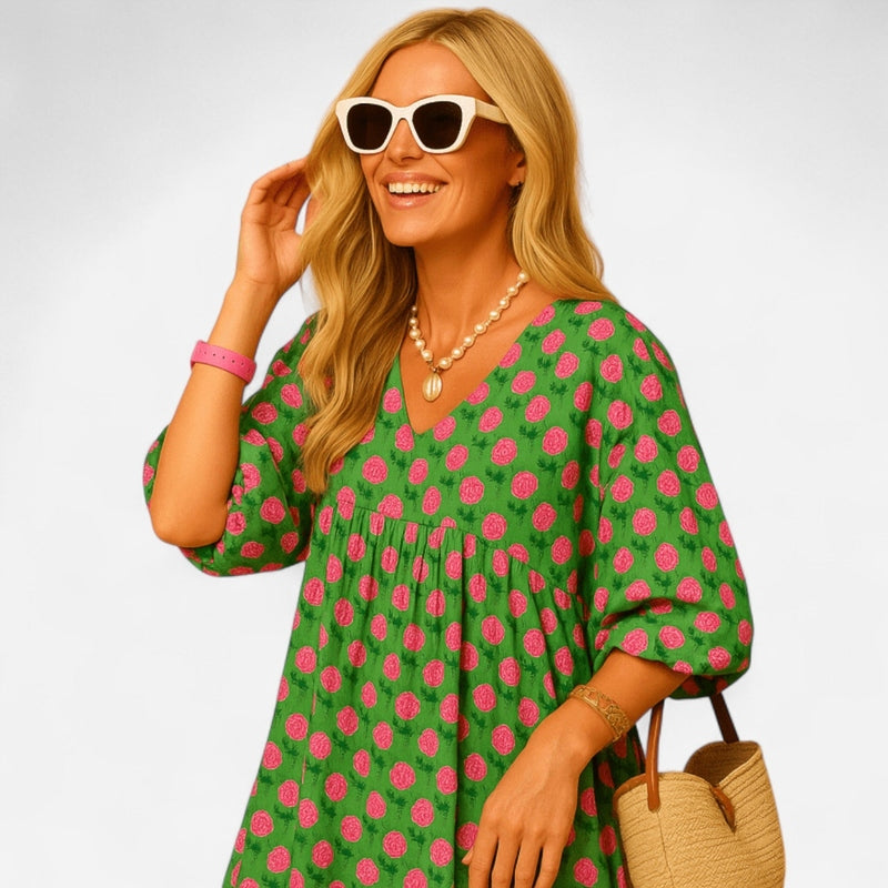 Québec Élégance Dress Eva - Robe longue bohème décolleté en V, élégance intemporelle