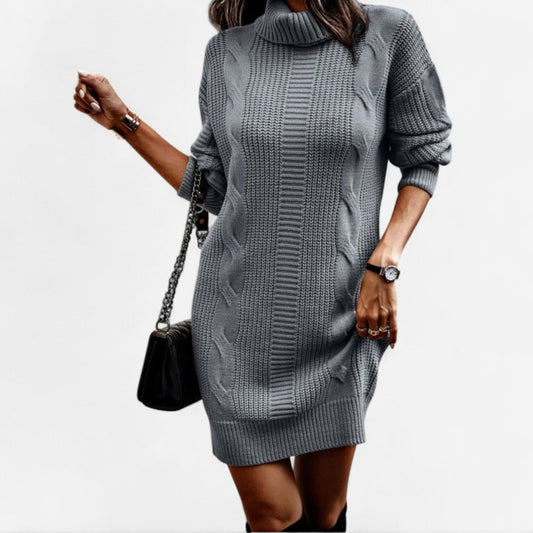 Québec Élégance Dress Silvia - Robe d'hiver chaude avec col montant élégante