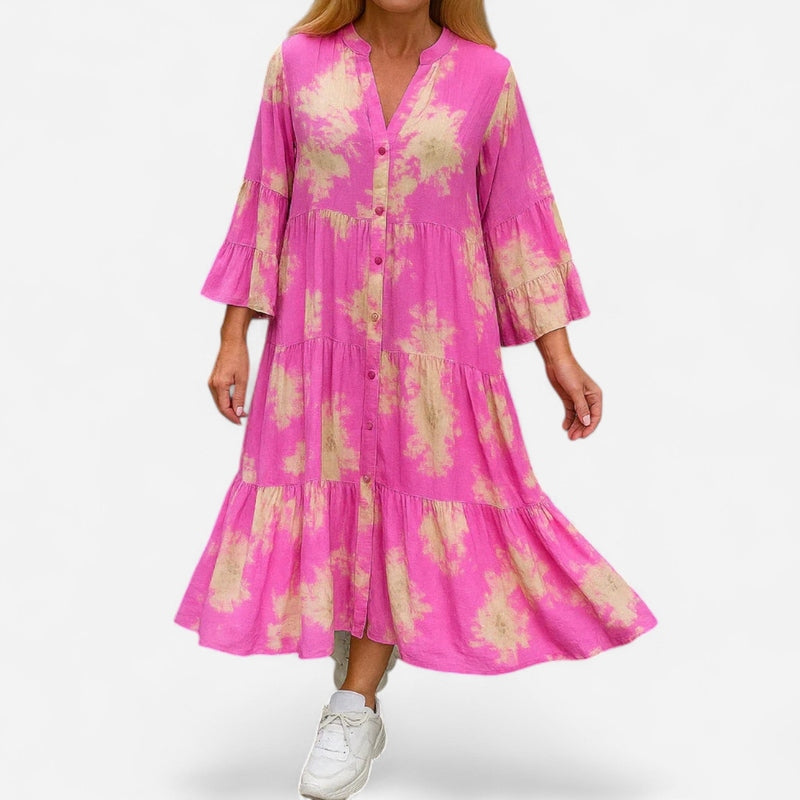 Québec Élégance Dresses Ava - Robe d'été élégante à col en V pour femmes, légère et chic