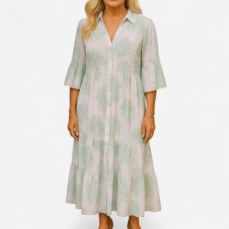Québec Élégance Dresses Ava - Robe d'été élégante à col en V pour femmes, légère et chic