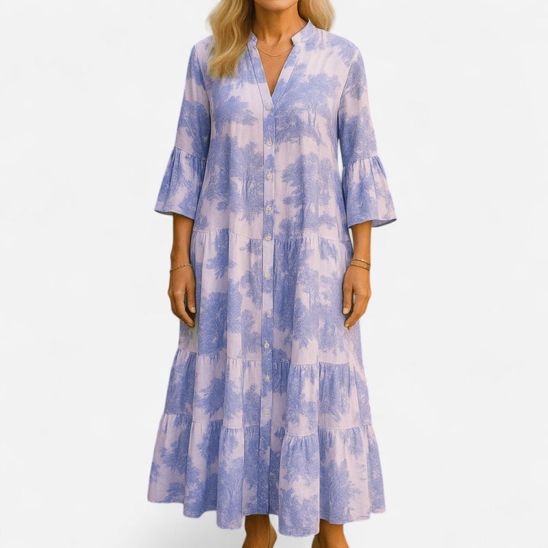 Québec Élégance Dresses Ava - Robe d'été élégante à col en V pour femmes, légère et chic