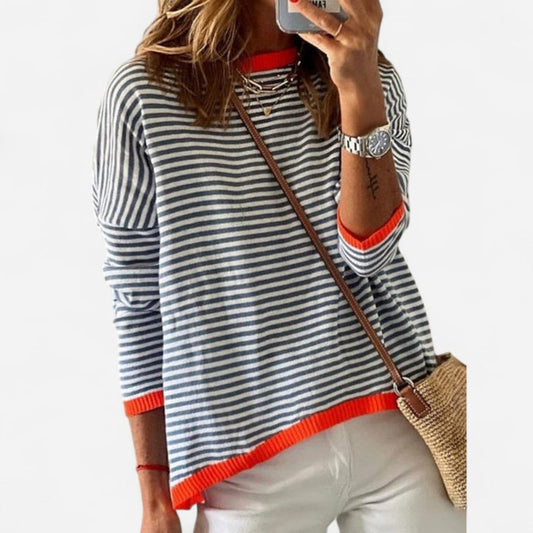 Québec Élégance Dresses Nina - Élégant top à rayures en tricot de qualité