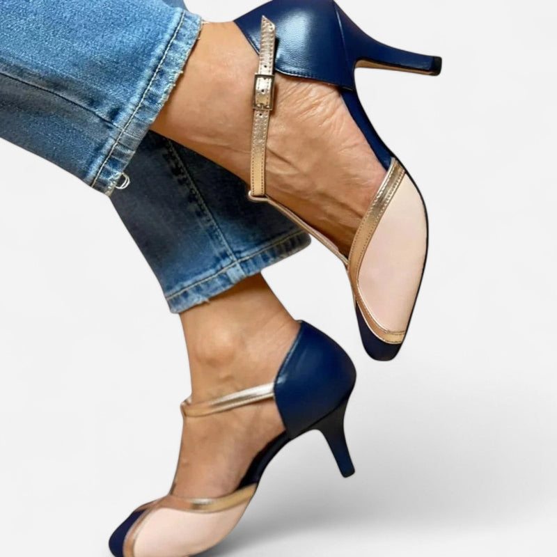 Québec Élégance Heels Fina - Sandales à Talons Bicolores Confortables et Élégantes