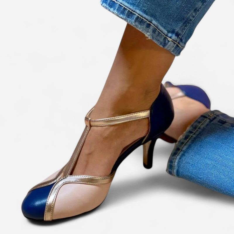 Québec Élégance Heels Fina - Sandales à Talons Bicolores Confortables et Élégantes