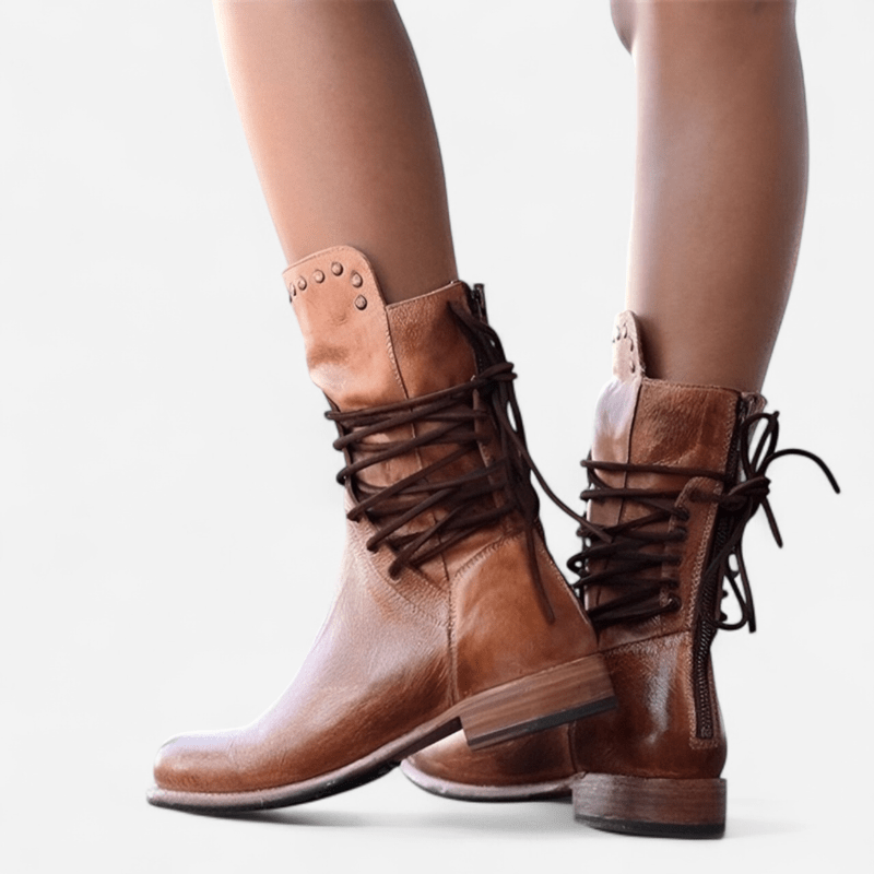 Québec Élégance Isabelle - Bottes à lacets en cuir élégantes et confortables