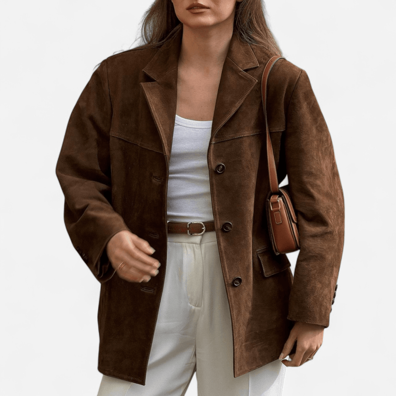 Québec Élégance Jacket Suzy - Élégant blazer en daim avec fermeture à bouton