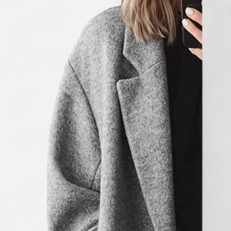 Québec Élégance Margot - Manteau d'affirmation élégant en gris oversize