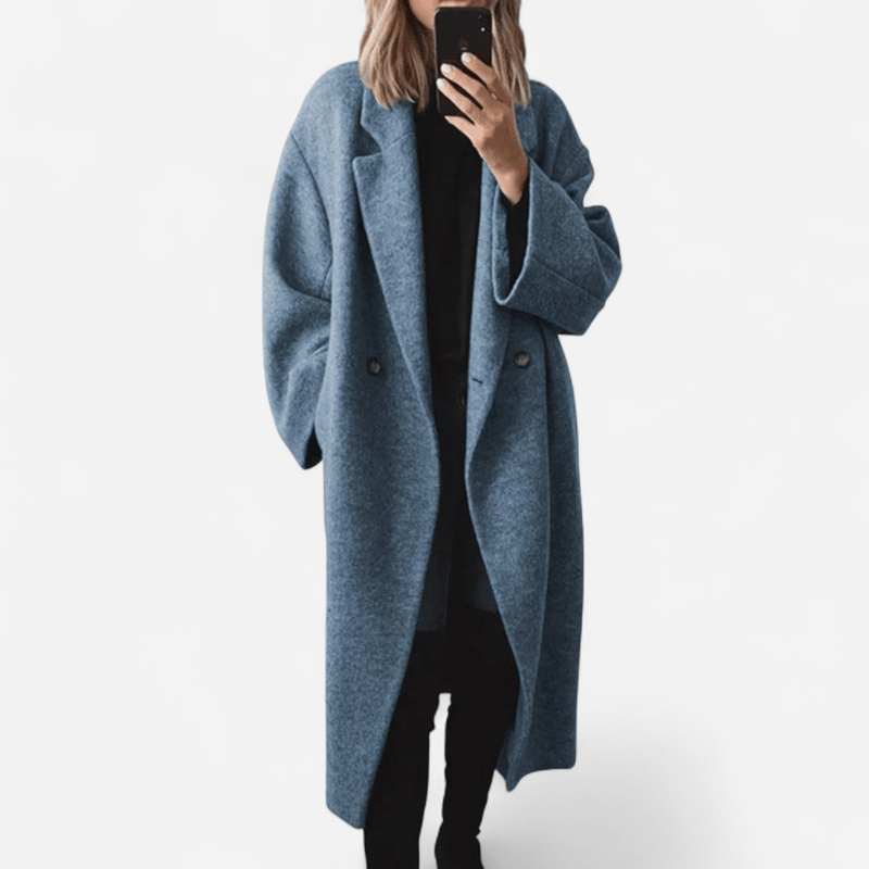 Québec Élégance Margot - Manteau d'affirmation élégant en gris oversize