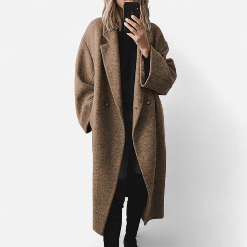 Québec Élégance Margot - Manteau d'affirmation élégant en gris oversize
