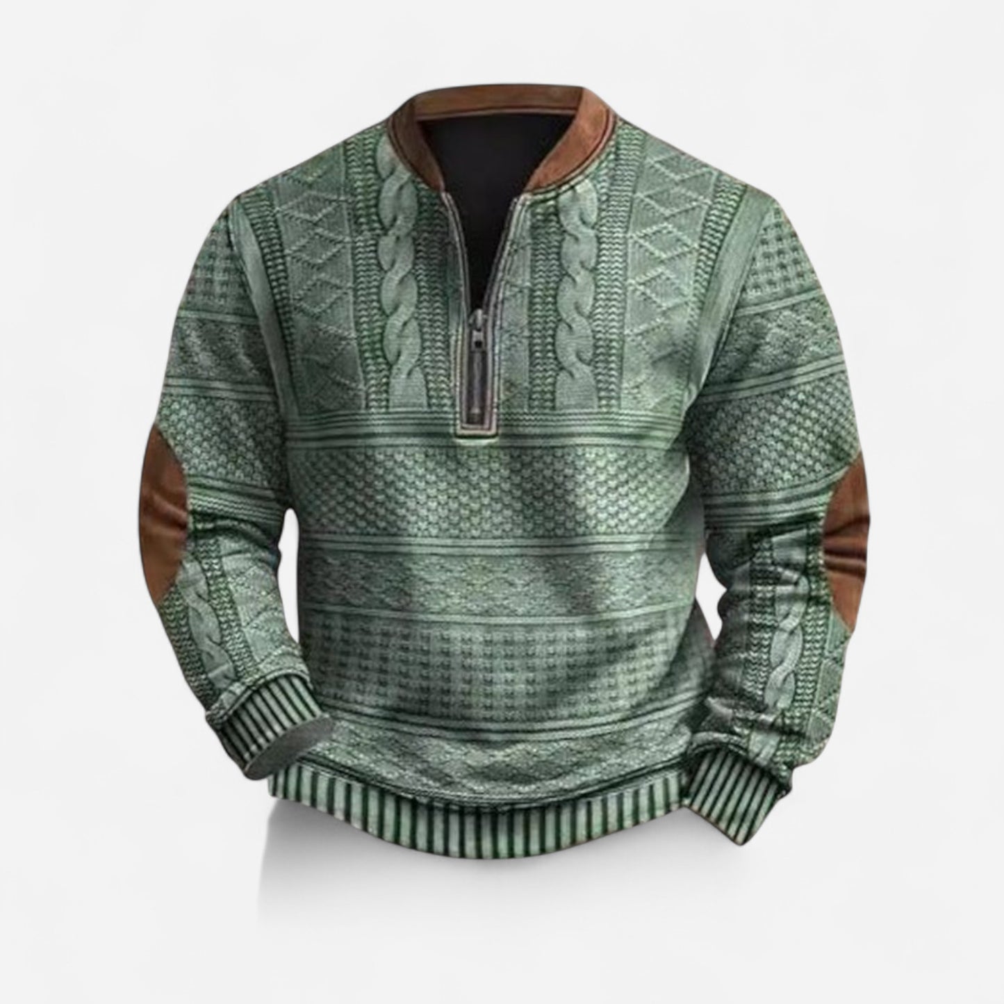 Andrei - Sweat zippé géométrique au style rétro et décontracté